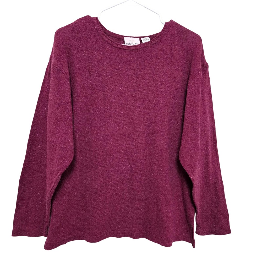 VTH 90s TR Bentley Raw Silk Cotton Knit Burgundy Maroon Sweater M Quiet Luxury - Picture 1 of 10